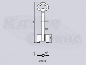 MKC1D/МАКС-1 литье Россия (сейф 7.5x5.1мм) (102x20.6мм) (правый паз)