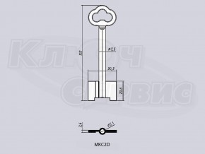 MKC2D/МАКС-2 литье Россия (сейф 7.5x5.1мм) (102x20.6мм) (левый паз)